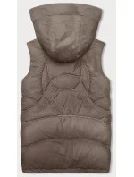 Tmavě béžová dámská vesta se stojáčkem a kapucí Miss Titi (3132)