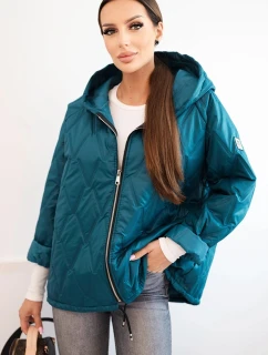 Dámská prošívaná bunda s kapucí mořská