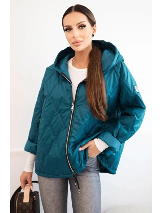 Dámská prošívaná bunda s kapucí mořská