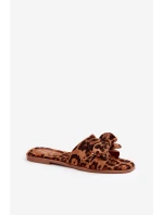 Ploché Dámské Pantofle S Mašlí Leopardí Hnědé Tobin Ploché Dámské Pantofle S Mašlí Leopardí Hnědé Tobin