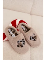 Dámské chlupaté papuče srdíčka – béžové Amandra