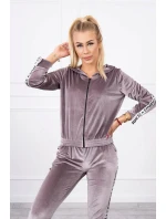 Velurová souprava s ozdobnými stuhami šedá