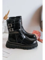 Dětské lakované boty se spony černé Chloraia