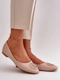 Dámské baleríny s ozdobou z ekokože béžové Rhodike