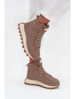 Zateplené dámské kozačky na platformě tmavě béžové Marivira Zateplené dámské kozačky na platformě tmavě béžové Marivira