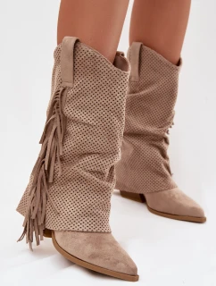 Kovbojky s třásněmi na klínu Béžové Pireya