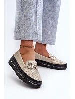 Lesklé kožené dámské mokasíny LR750 zlaté - S.Barski