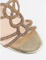 Originální  nazouváky zlaté dámské na širokém podpatku