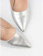 Výborné lodičky dámské stříbrné na jehlovém podpatku Výborné lodičky dámské stříbrné na jehlovém podpatku