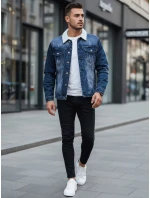 Pánská zateplená džínová bunda s ovčí kůží modrá FashionStreet TX4727z