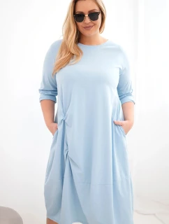 Dámská sukně Plus Size bavlněná s nařasením modrá