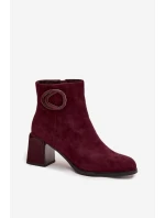 Semišové kotníčkové boty na podpatku s vyztuženým detailem Artiker 57C0016 bordó Semišové kotníčkové boty na podpatku s vyztuženým detailem Artiker 57C0016 bordó