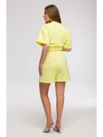 B295 Šortky s kapsami s nášivkami - citronové
