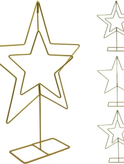 DEKORATIVNÍ STOJAN NA HVĚZDY KOVOVÝ 50CM ZLATÁ SLÍDA