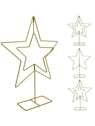 DEKORATIVNÍ STOJAN NA HVĚZDY KOVOVÝ 50CM ZLATÁ SLÍDA
