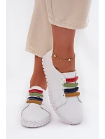 Kožené dámské polobotky Vinceza 95376 Bílé