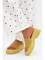 Dámské platformové sandály s průhledným páskem Žluté Selestia