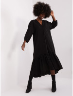 Černé volné šaty s volánem od ZULUNA