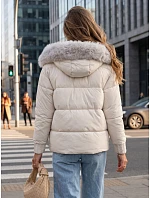 Dámská zimní prošívaná bunda s kožešinou, bílá, FashionStreet TY5832