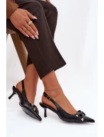 Dámské sandály na podpatku s ozdobným detailem černé Brienne