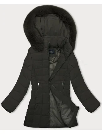 Prošívaná dámská zimní bunda v army barvě J Style (16M9119-136)