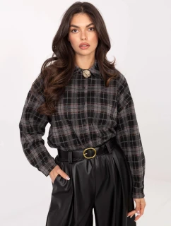 Černá dámská flanelová károvaná košile (21638)
