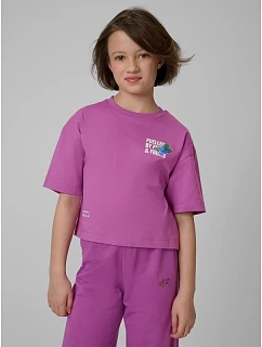 Dívčí volné tričko s potiskem 4F 4FJRSS26TTSHF3827-51S