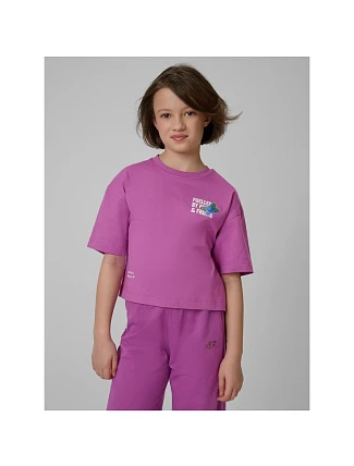 Dívčí volné tričko s potiskem 4F 4FJRSS26TTSHF3827-51S