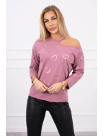 Halenka s potiskem srdce tmavě růžová Halenka s potiskem srdce tmavě růžová