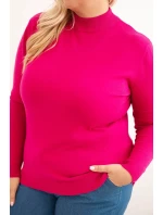 Dámský svetr Plus Size z viskózy s rolákem fuchsie Dámský svetr Plus Size z viskózy s rolákem fuchsie