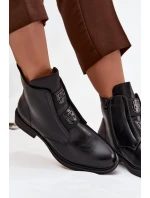 Dámské zateplené boty Tavressa – černé, s nízkým podpatkem a ozdobami