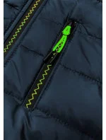 Tmavě modro-šedá sportovní pánská bunda z různých spojených materiálů (8M910-215) Tmavě modro-šedá sportovní pánská bunda z různých spojených materiálů (8M910-215)