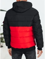 Pánská zimní bunda s kapucí černo-červená FashionStreet TX5052
