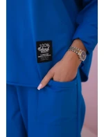 Bavlněná mikina kalhoty set chrpově modrá