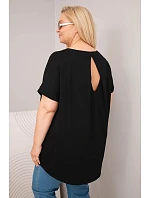 Dámská halenka Plus Size bavlněná s krátkým rukávem černá
