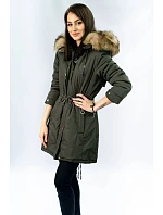 Teplá dámská zimní bunda khaki (w165) Teplá dámská zimní bunda khaki (w165)