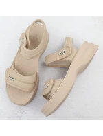 Dámské sandály na silné podrážce s pásky na suchý zip béžové Potocki 105300