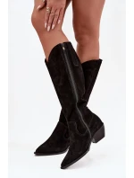 Kozaki Kowbojki Z Přírodního Semiše Vyhřívané Zazoo 4225 Černé Kozaki Kowbojki Z Přírodního Semiše Vyhřívané Zazoo 4225 Černé