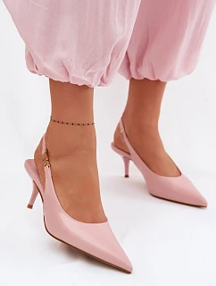 Dámské sandály z umělé kůže na podpatku Růžové Jelissey