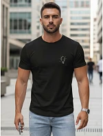 Pánské bavlněné tričko s minimalistickým potiskem, černé, FashionStreet NX0137R Pánské bavlněné tričko s minimalistickým potiskem, černé, FashionStreet NX0137R