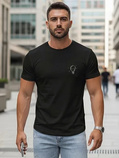 Pánské bavlněné tričko s minimalistickým potiskem, černé, FashionStreet NX0137R