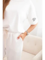 Dámský viskózový komplet s krátkým rukávem a nohavicemi ecru