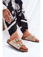 Dámské Zamszové Klapky S Přezkami Big Star RR274A391 Béžové