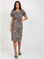 Dámské šaty LK SK 507468.75P Khaki mix - FPrice Dámské šaty LK SK 507468.75P Khaki mix - FPrice