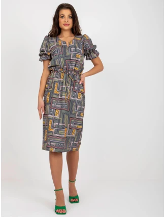 Dámské šaty LK SK 507468.75P Khaki mix - FPrice Dámské šaty LK SK 507468.75P Khaki mix - FPrice