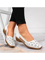 Rieker W RKR442B bílá ažurová kožená polobotka