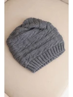 Dámská zimní čepice s klasickým žebrováním K439 grafitová