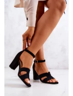 Módní Semišové sandály na vysokém podpatku Černé Aubrey Módní Semišové sandály na vysokém podpatku Černé Aubrey