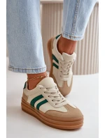Dámské tenisky na platformě béžovo-zelené Nesonice