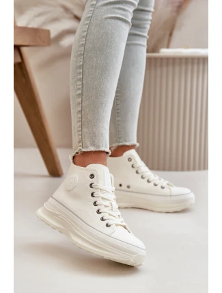 Dámské Tenisky Na Platformě Eko Kůže Big Star OO274064 Bílé